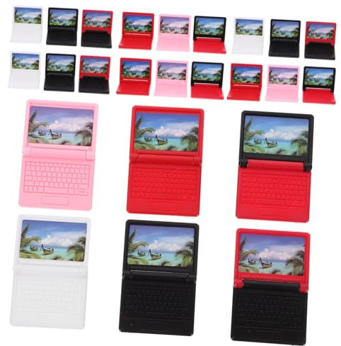 KOMBIUDA 24pcs Miniature Doll House Laptop Toys Mini Laptop Adornments for Boys and Girls