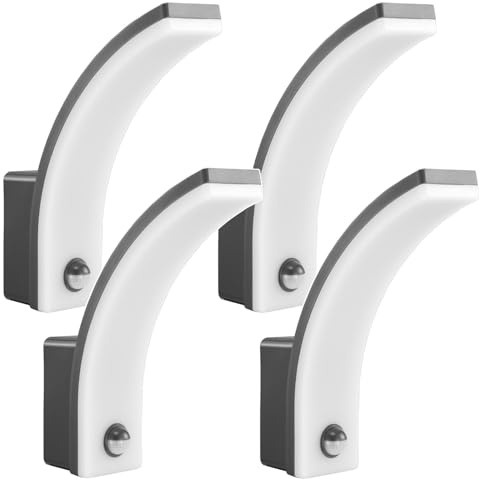 Maclean MCE512 - Set di 4 applique a LED con sensore di movimento PIR, per esterni ed interni, lampada da parete, 20 W, IP65, resistente all'acqua, 2000 lm, 4000 K, bianco neutro, area di rilevamento