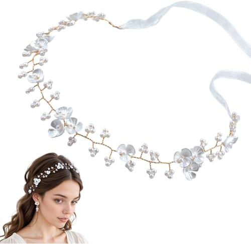 Brud hårprydnad diadem, prinsessa blomkrans hår för flickor brud brudtärna blomsterflicka