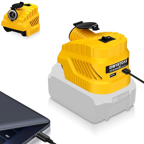 20V to 12V Step Down Converter for Dewalt,Power Supply Adapte, Buck Converter with Car Cigarette Lighter Socket 240W Powering for Vehicle Devices, USB Port, Type C Port Charging Output