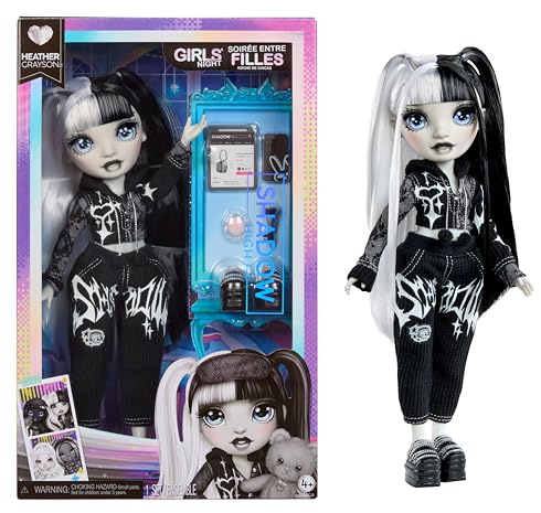 Rainbow High Shadow High Girl's Night Heather Grayson - Grayscale 11 Fashion Doll. Black and White Hair & Outfit. Girl's Night Accessories and Comb.