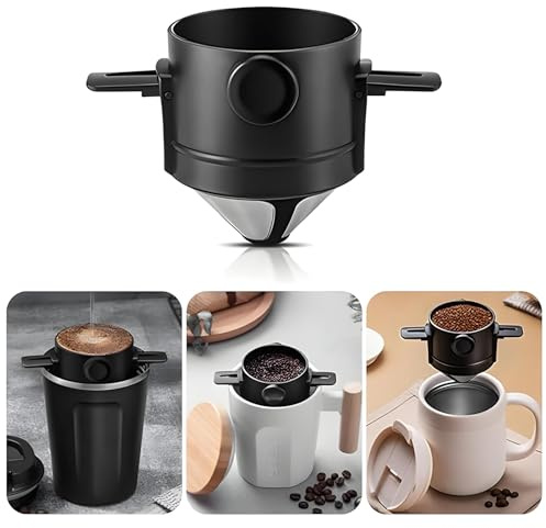 DBAILY Kaffeefilter, Kaffeefiter Wiederverwendbar, Kaffeeflter Camping, Kaffeefilter Edelstahl, Kein Filterpapier Erforderlich Leicht zu Tragen für Herstellung von Manuellem Kaffee