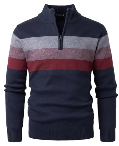 OlyljpinZ Pull Homme en Tricoté 1/4 Zip Pullover Automne Hiver Chaudes Sweater à Manches Longues Decontracté Chandail Basique Pulls Doublé de Polaire Col Montant Classique Pull-Over en Maille Fine