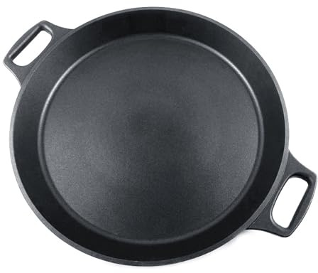 ANKROYU Poêle à frire à double poignée, poêle antiadhésive en alliage d'aluminium, grande poêle à crêpes pour cuisine intérieure et extérieure, camping, grillades, cuisinière, uste (32 cm / 12,6