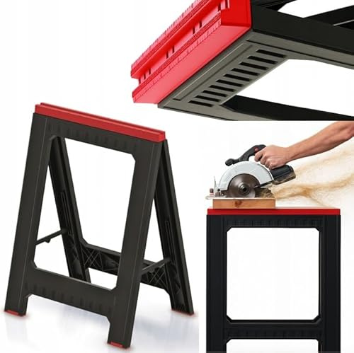 FEINZ Cavalletto da lavoro pieghevole - struttura robusta e stabile fino a 175 kg - design compatto con piedini antiscivolo e scala integrata per officina e cantiere