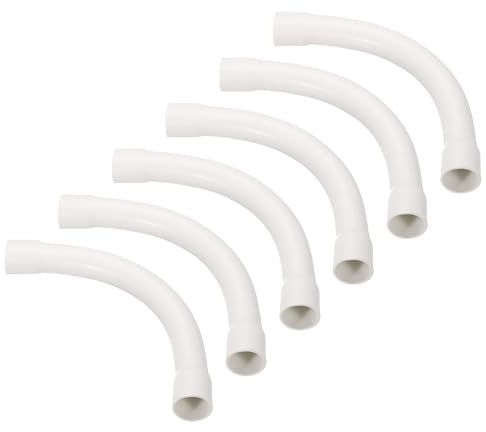 QUARKZMAN PVC Rohrbogen Kupplung 32mm Weiß Richtungsänderung Für Schlauch Elektroleitung Paket Mit 6 Stück