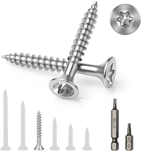 Boltmax 100 Stück Edelstahlschrauben V2A A2 M4 x 30 mm, Holzschrauben Torx Senkkopf Vollgewinde mit Torx-Antrieb, rostfreie Spanplattenschrauben Edelstahl für Holz, Möbelbau, DIY & Innenbereich