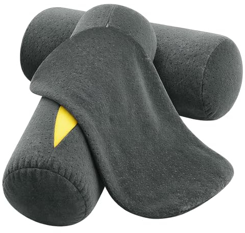 2 Pcs Neck Roll Pillow Cover with Zipper, Cylinder, 16 x 6inch(Grey)