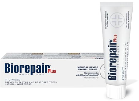 Biorepair Pro White Daily Toothpaste - 2.54 Fluid Ounces (75ml) Tubes (Pack of 2) [ Italian Import ]