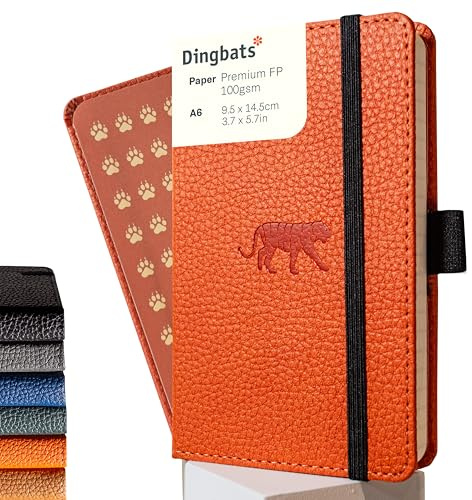 Dingbats* - Wildlife Squared Pocket Notebook A6 - PU Leather Hardcover Journal - Ideal for Work, Travel -Pocket, Elastic Closure, Pen Holder, Bookmark