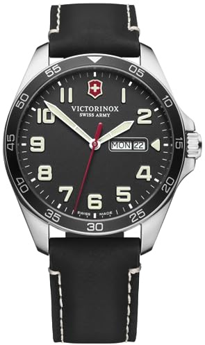 Victorinox Field Watch Herren-Armbanduhr Analog Quarz mit Lederband V241846 Schwarz Armband