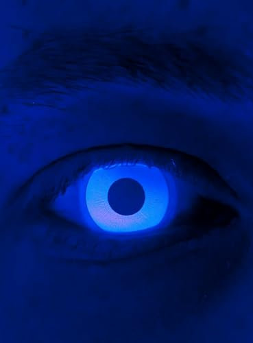 Maskworld - UV aktive Kontaktlinsen/Jahreslinsen - Blaue Motivlinsen ohne Sehstärke - Unisex - Erwachsene - ideal für Halloween, Karneval, Motto- und Horror-Party