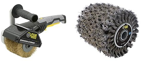 Fartools REX120C Rénovateur extérieur 1300W, Brosse Laiton 120X100MM & 110884 Brosse Fibre Métal Torsadé pour Rénovateur