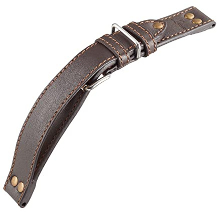 Laco Fliegeruhren Lederband – Beobachtungsuhren – XL 20 mm – geschlossen – Braun – Nieten – Ersatzband – Einzigartige Qualität – Herausragende Verarbeitung
