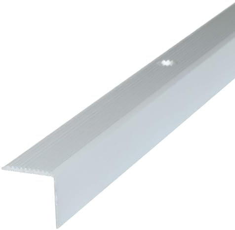 Dalsys Treppenkantenprofil Aluminium 100cm x 42mm x 20mm Bodenprofil für Treppenwinkel zum Schrauben Silber
