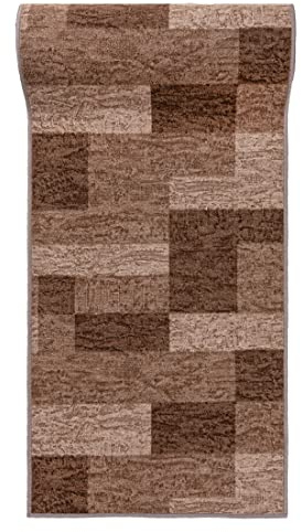 Mazovia rutschfest Teppich Läufer Flur - Modern Geometrische Muster Teppichläufer - Kurzflor Flurläufer für Vorzimmer, Schlafzimmer, Küche - ÖKO-TEX Zertifiziert - Meterware Beige - 80 x 300 cm