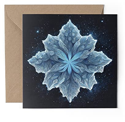 1 x Grußkarte – blaue Schneeflocke Winter Weihnachten Festlich Ski Geschenk #0025
