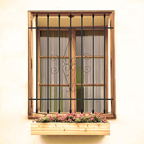 Grisham Spear Point Heavy-Duty Window Bars (Black, 36X42) Window Safety Guards for Childen, Outdoor Prevent Burglary Window Security Bars