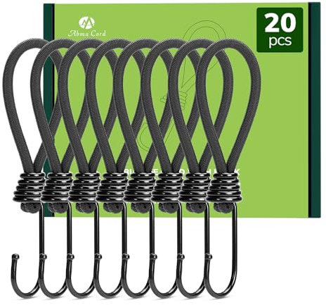 Abma Cord Spanngummi mit Haken 20 Stück Expander mit Haken 15cm Gummispanner Planenspanner Expanderschlingen für Planen, Netze, Banner, AC-6-15-20-BLACK