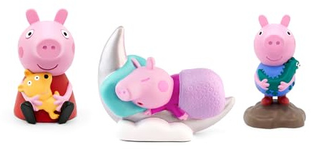 tonies Peppa Pig character bundle with Peppa Pig, Peppa George & Peppa Bedtime Stories, Audio Story and Songs for kids for use with Toniebox Music Player (Sold Separately), Blue