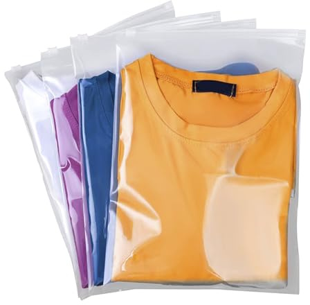 QISF 30 Pack Reusable Ziplock Bags for Clothes，40 x 50cm Large Plastic Hospital Bags，Travel Clothes Storage Bags，Clear Seal Bags Waterproof Luggage Organiser for Home Garment School（without Hole）