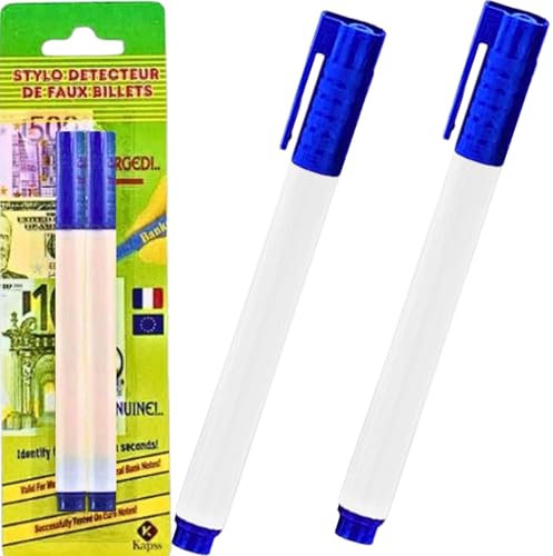 Geldscheinprüfer | 2 Stück | Falschgeld-Detektor in 2 Sekunden | Falschgeld-Prüfer | Prüfer für echte Bargeld | Dummy-Geldscheinprüfung | Filz leicht zu transportieren | Euro $