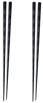 PRETYZOOM 2 Pares Palillos Para Comida China Palillos Japoneses Palos Japoneses Palillos De Acero Inoxidable Palillos Chinos Palillos Antideslizantes Palitos Japón Estilo Chino