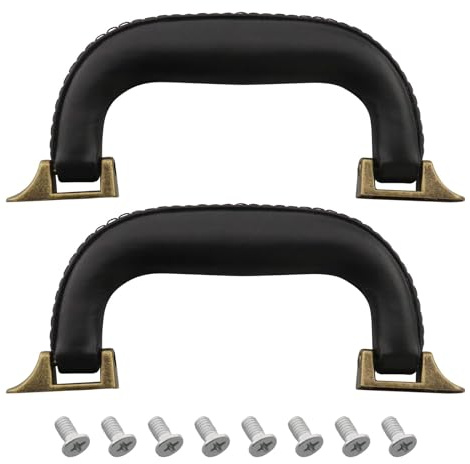 eMagTech 2 Stück Spieluhrengriff für Gitarre 160 mm aus PU-Leder Koffergriff aus Legierung Basis für Handtaschen, Weinkisten, Geschenke, Werkzeugkasten, Trolley, Instrumentenkoffer mit Schrauben,