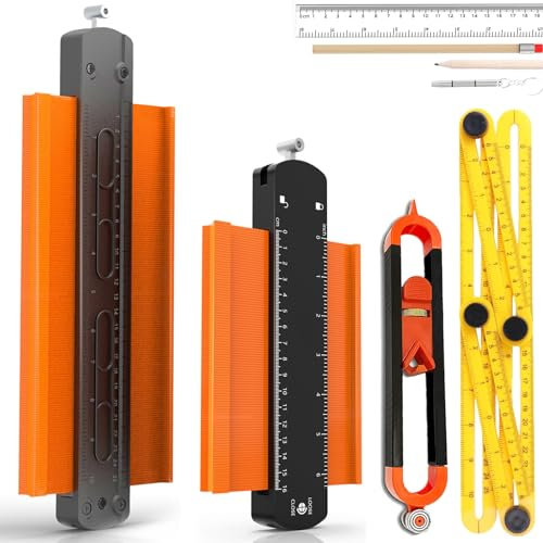 ontour Gauge with Lock(10+6 inch Outline Tool Set), Super Contour Duplicator Gauge， Shape and Outline Woodworking Tools Gifts for Men Dad Husband Him, for Men Construction Ruler Scribe Tool