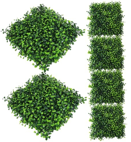 Porgeel Jardin Vertical 6 Piezas 10 X 10 '' Pared CéSped Artificial Paneles Boj Pared Verde Anti-UV Resistentes A DecoloracióN TelóN Fondo Pared Hierba Verde Que Cubre Privacidad