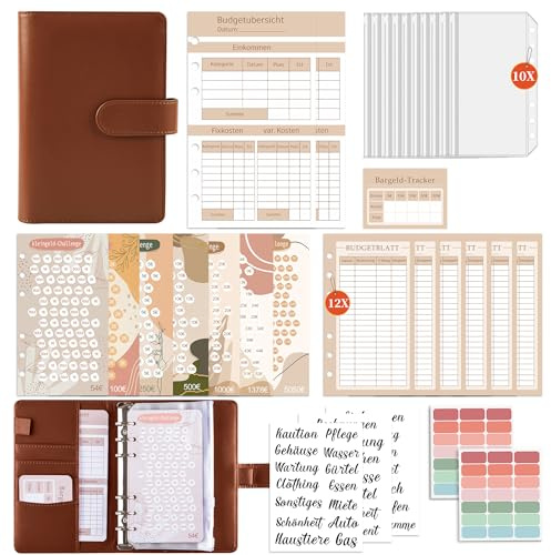 FUHOMI A6 Binder Budget Planner Deutsch Sparchallenge Budgetplaner | Finanzplaner Haushaltsbuch, Geld Organizer, Sparbuch für Geld mit Umschlagmethode