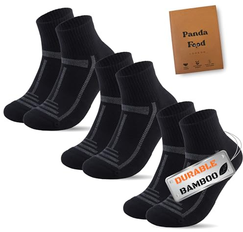 PANDA FOOD Premium Bamboo Cushioned Quarter Socks | For Walking, Running, Cycling, Hiking Long Distances | Seamless Anti-Blister for Men & Women