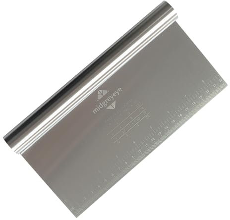 Midgreyeye Edelstahl Teigschneider groß Mit Messskala Teigschaber Teigkarte Teigspachtel Schaber Küche Für Kuchen, Cake,Pizza, Torte, Dough,backutensilien(22 * 12cm)
