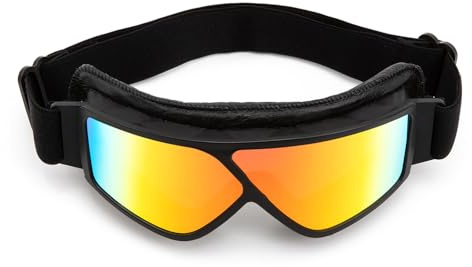evomosa Motorradbrille Vintage Anti Fog PU Leder Brille staubdicht ATV Off Road Motorradbrille Schutz für Reiten Motorcross Klassen Aviator Brille für Männer Frauen Erwachsene (Bunte Linse)