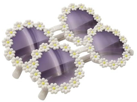 ieron 2pcs Vintage Daisy Sunglasses Flower Glasses Cute Flower Round Sunglasses Plastic Frame Novelty Flower Glasses Suitable For Adults Women Girls Summer Beach Accessories