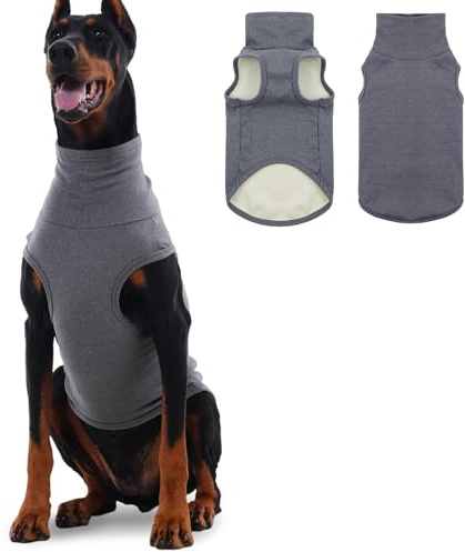 ROZKITCH Hundepullover aus weichem Fleece, Sweatshirt, Schlafanzug, Rollkragen, warme Haustierjacke, kaltes Wetter, dehnbare Weste, Overall, Bekleidung, Outfit für kleine, mittelgroße und große Hunde,
