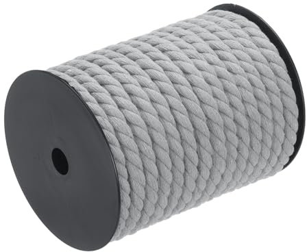 QUARKZMAN Corde en Coton à 3 Brins Torsadée, Corde Tressée, Gris Clair 23M/25 Yards 10mm de Diamètre pour Suspendu Murale, Suspendu de Plante, Tricot, Nœuds de Macramé