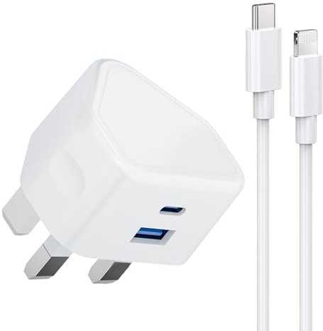 iPhone Fast Charger - Dual Port USB C to Lightning Cable and Plug for iPhone 14/14 Pro/13/13 Pro/12/12 Pro/11/SE/10