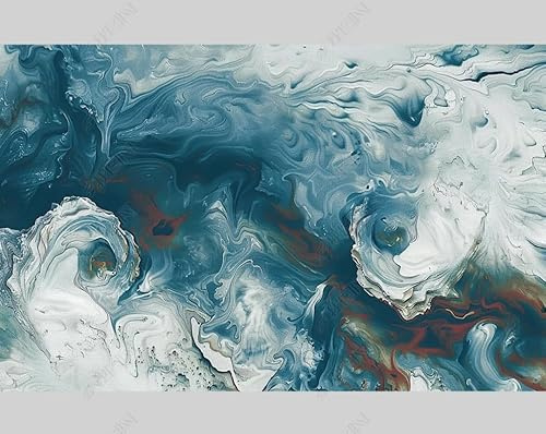 MZOwallpaper Papier Peint Intissé Océan Bleu Griffonnage Poster Tableaux Muraux Tapisserie Photo Trompe L'Oeil Salon Chambre Art Mural 250Cm(L) X175Cm(H)
