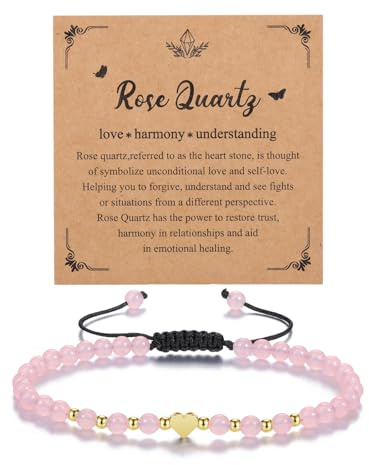 CrystalTears Crystal Bracelet for Women Ladies Birthday Gifts | 4mm Gemstone Beaded Bracelets with Gold Heart Charm, Natural Stone Bracelet Gifts for Mum Girlfriend Mothers Day Christmas
