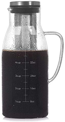 Uxsjakjsd Cold Brew Coffee Maker,Iced Tea Pitcher Infuser with Lid&Scale,Dual Use Filter Coffee Pot,51Oz/1.5L