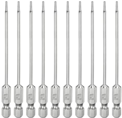 QUARKZMAN 10Pz T6 Punte Cacciaviti Torx Sicurezza 4 L Set Precisione | Gambo Esagonale 1/4, Acciaio S2, Magnetiche, Antimanomissione, Testa Torx e Foro, per Punte Trapano Rimuovere Viti Fissaggio