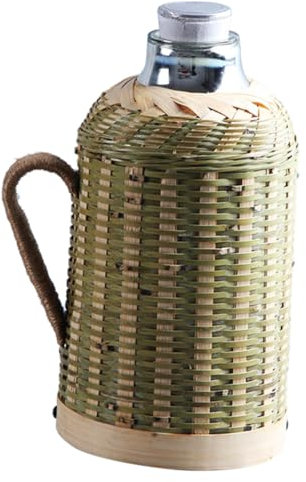 Cabilock Wasserflasche Isoliert Mit Griff Retro-stil Trinkflasche Aus Bambus Und Glas Praktisch Für Fitnessstudio Und Büro Langlebig Und Sicher