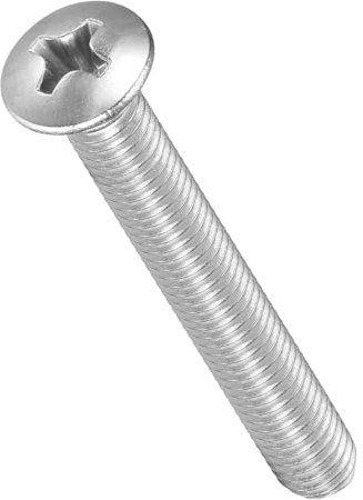 METALLIXITY Phillips Cross Recessed Countersunk Head Screws Bolts (M5-0.8x35) 25Pcs, 304 Stainless Steel Flat Head Woodworking Machine Screws - for Furniture Assembly DIY Projects, Silver