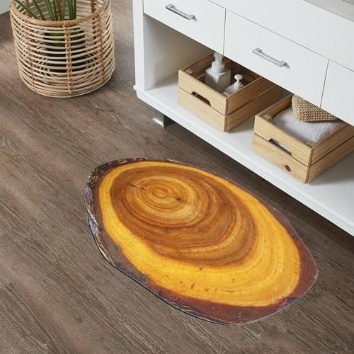 KRIPINC Alfombra Diatomita Baño Patrón Anillos de Árbol, Estilo C 50x80cm | Forma Irregular, Absorbe Agua, Secado Rápido y Antideslizante, Alfombra Pequeña para Baño Ducha Salón Dormitorio Pie de Cama