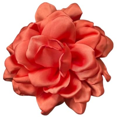 LOZTBUE 1 pieza broche de flor de rosa, broche grande de muselina, pinza para el pelo, clásico, elegante, hecho a mano, de flor, adecuado para boda, fiesta, baile (Orange clair)