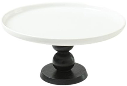 predolo Présentoir à Gâteaux sur Pied En Céramique, Assiette à Fruits de 20 Cm, Plateau de Service sur Pied pour Cupcakes, événements, Fêtes, Mariages, Pied Noir