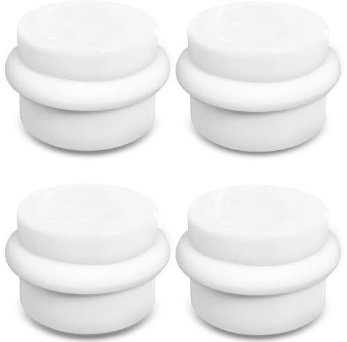 Topes Para Puertas Suelo - Tope Puerta - Door Stopper Pack 4 Topes Blancos Adhesivos Antigolpes - Door Stop Para Hogar, Oficina o Entrada - Diseño Elegante Que Protegen Paredes y Evitan Golpes
