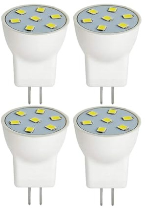 ruehalf 4X MR8 LED Light Bulbs 2W 12V GU4.0 Bi-pin LED BulbsWarm White 2700K-3000K for Outdoor Low Voltage Landscape Lighting Tree Light(White 6000K)