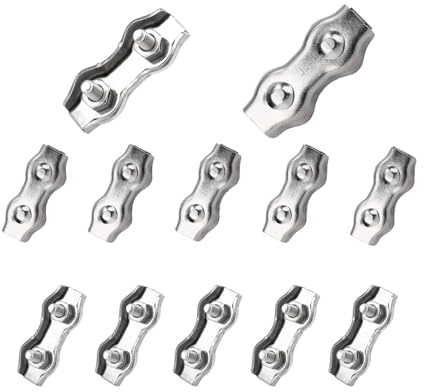 12 Stück Drahtseilklemmen 4mm-Edelstahl Seilklemmen Seilklemme M4 Für Drahtseil 4mm, Zur Befestigung Von Wäscheständern, Markisen Usw